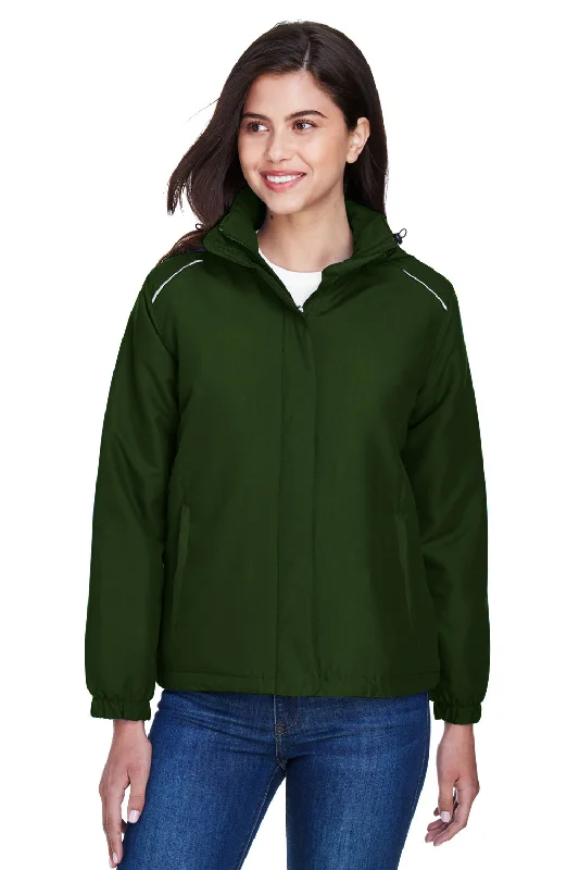 Core 365 Womens Brisk Full Zip Hooded Jacket - Forest Green - Closeout