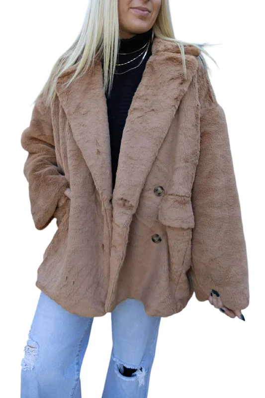 Cozy Fur Jacket In Brown