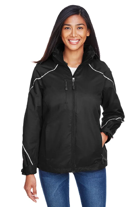 North End Womens Angle 3-in-1 Water Resistant Full Zip Hooded Jacket - Black