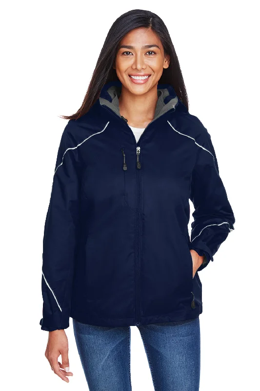 North End Womens Angle 3-in-1 Water Resistant Full Zip Hooded Jacket - Night Blue