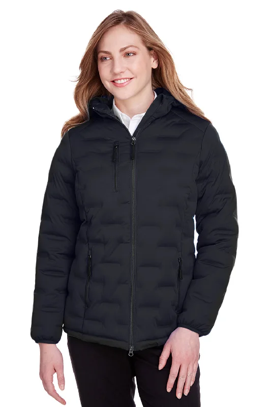 North End Womens Loft Waterproof Full Zip Hooded Puffer Jacket - Black/Carbon Grey