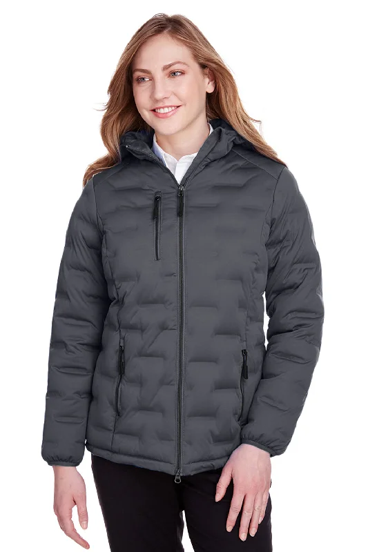 North End Womens Loft Waterproof Full Zip Hooded Puffer Jacket - Carbon Grey/Black