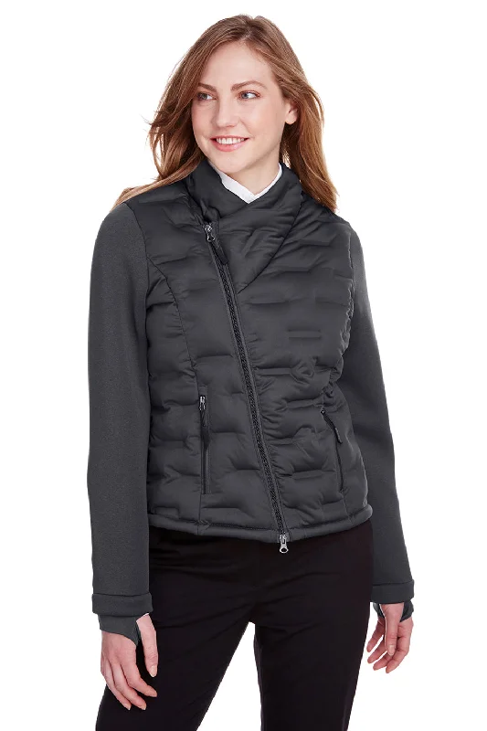 North End Womens Pioneer Hybrid Waterproof Full Zip Bomber Jacket - Carbon Grey/Black