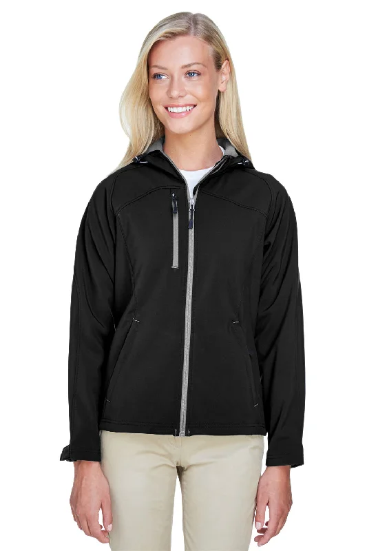 North End Womens Prospect Water Resistant Full Zip Hooded Jacket - Black