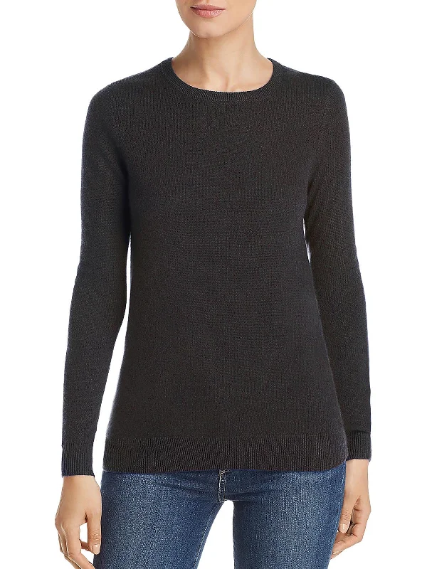 Blac  Womens Cashmere Ribbed Trim Crewneck Sweater