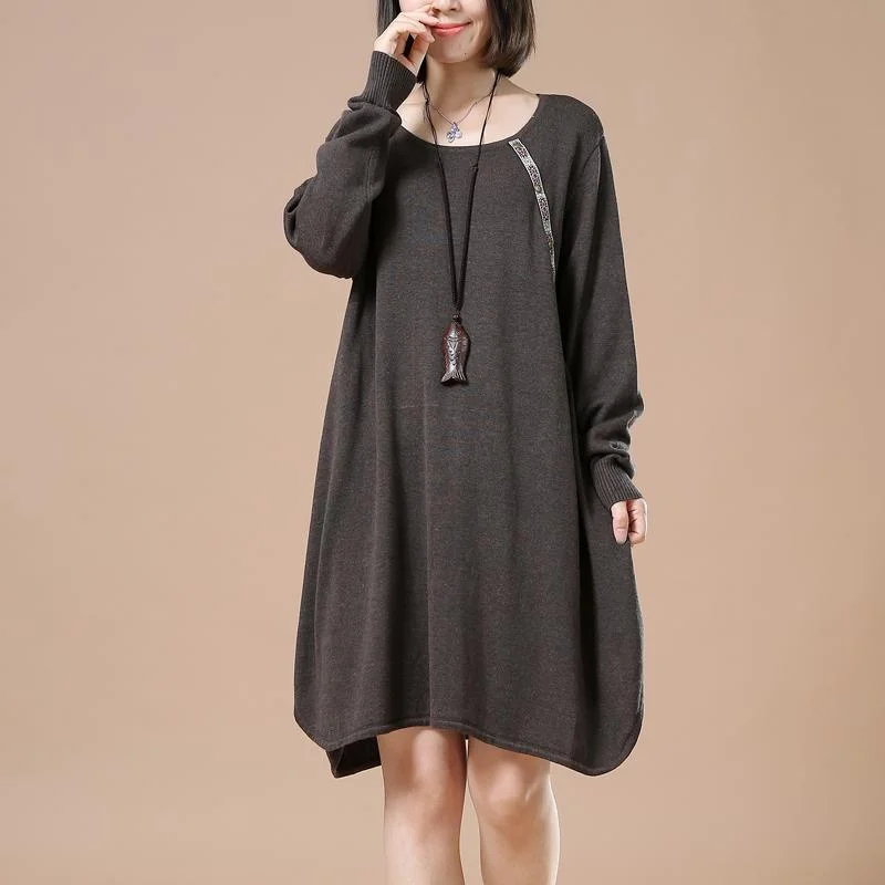 Deep gray plus size woman sweater baggy cute style