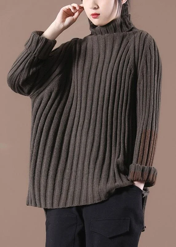 Fine Chocolate Long Sleeve Low High Fall Cozy Sweater