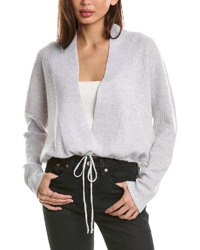 Forte Cashmere Rib Drawstring Cashmere Cardigan