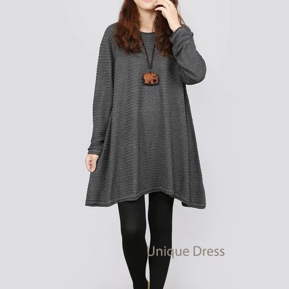 Gray woolen plus size long women sweater