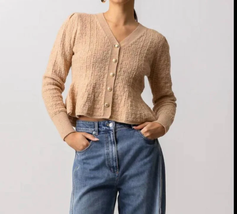 Peplum Sweater In Oatmeal