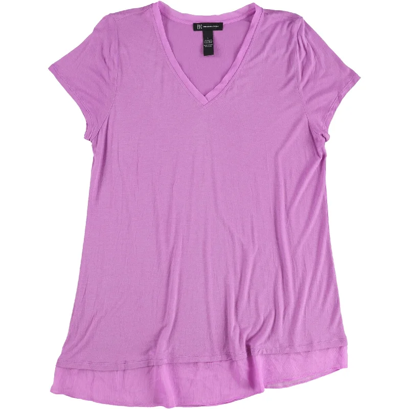 I-N-C Womens Layered Look Basic T-Shirt, Purple, Large