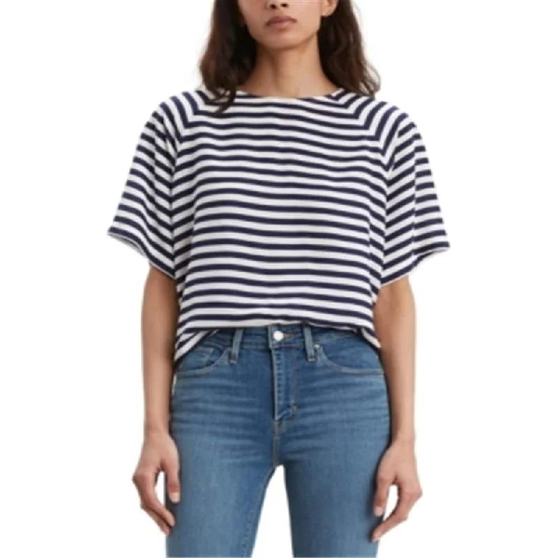 Levi's Women's Miranda Striped Crewneck T-Shirt Blue Size Large