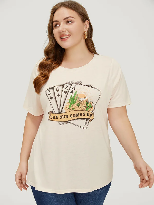 Playing Card & Cactus Print Heather T-shirt