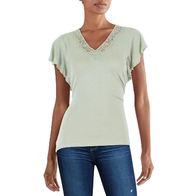 Ralph Lauren Women's Jersey Flutter Sleeve T-Shirt Green Size XX-Large