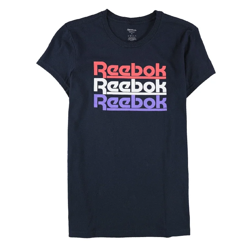 Reebok Womens Triple Linear Logo Graphic T-Shirt, Black, Small