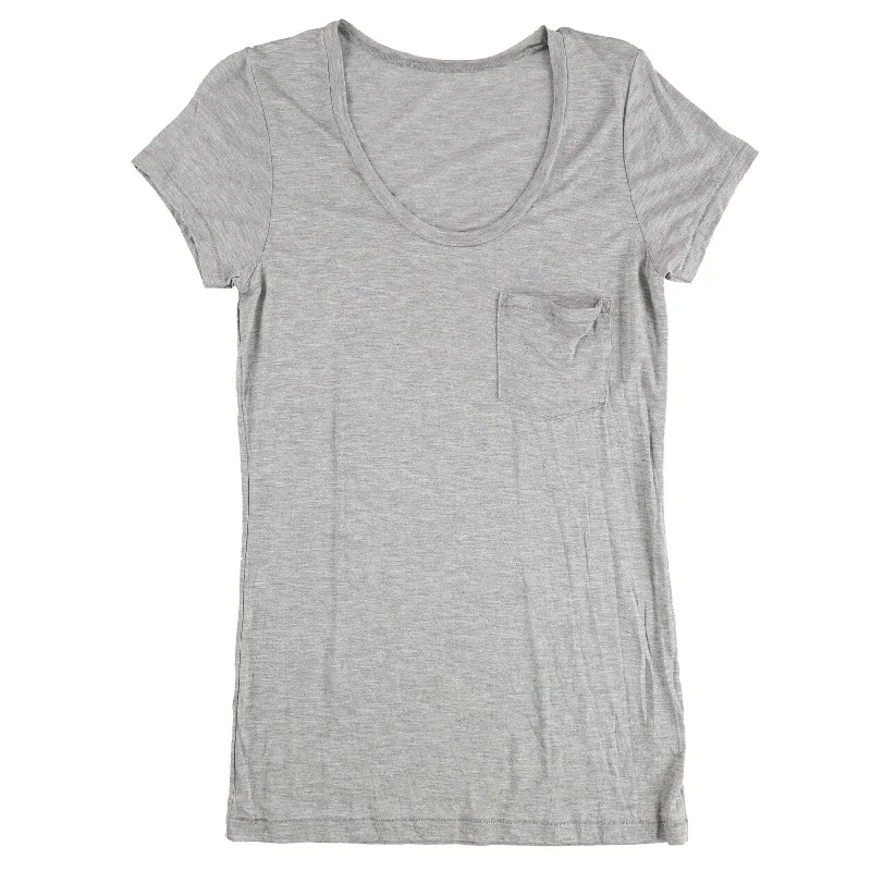 Tags Weekly Womens Solid Basic T-Shirt, Grey, Large