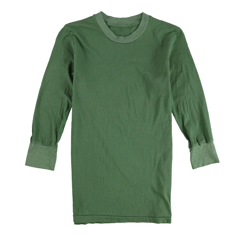 Tags Weekly Womens Solid Ribbed Collar Basic T-Shirt, Green, Small