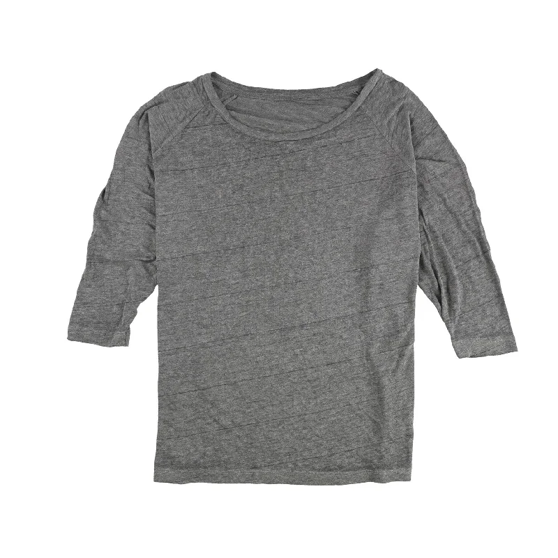 Tags Weekly Womens Striped Basic T-Shirt, Grey, Medium