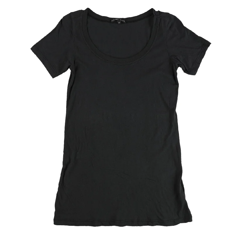 TRULY MADLY DEEPLY Womens Solid Scoop Neck Basic T-Shirt, Black, Medium