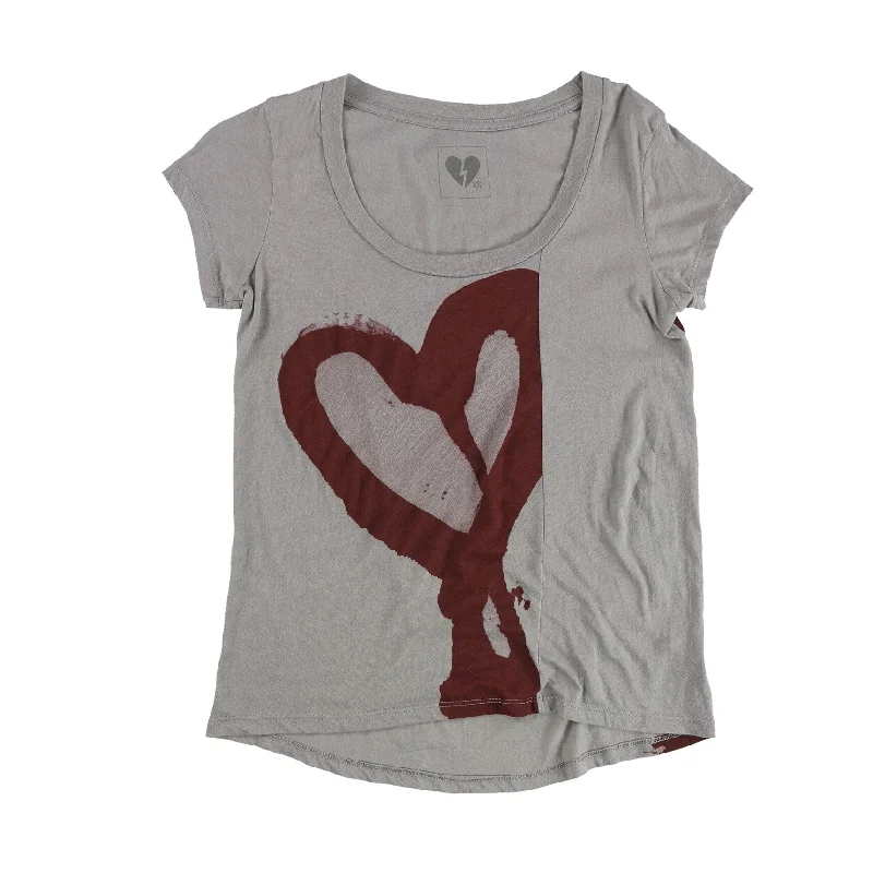 Urban Outfitters Womens Spray Paint Heart Graphic T-Shirt, Grey, X-Small