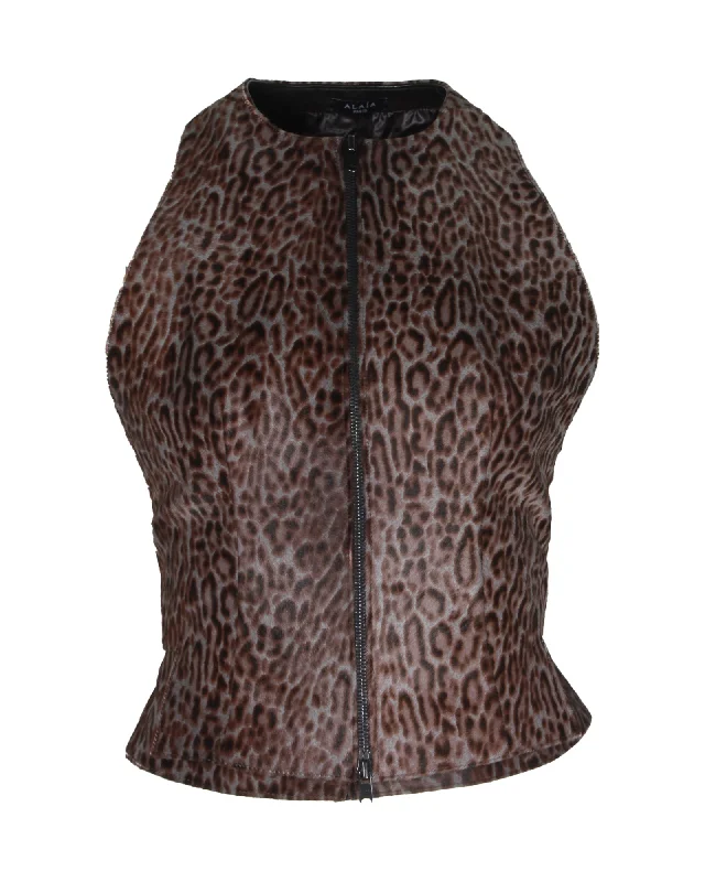 Alaia Printed Vest in Animal Print Calf Hair