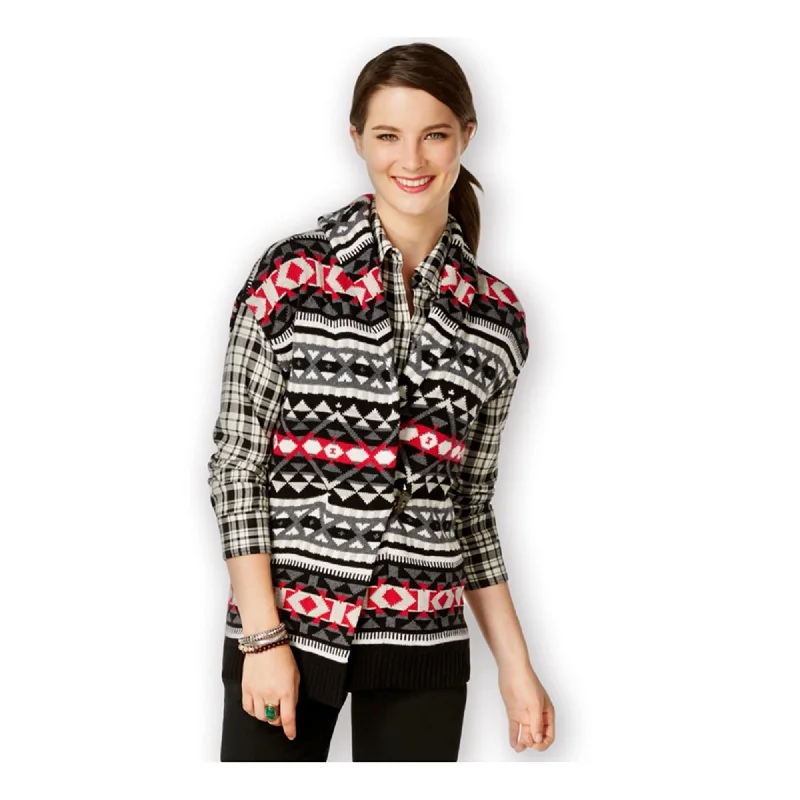 American Living Womens Fair-Isle-Print Sweater Vest, Black, X-Small