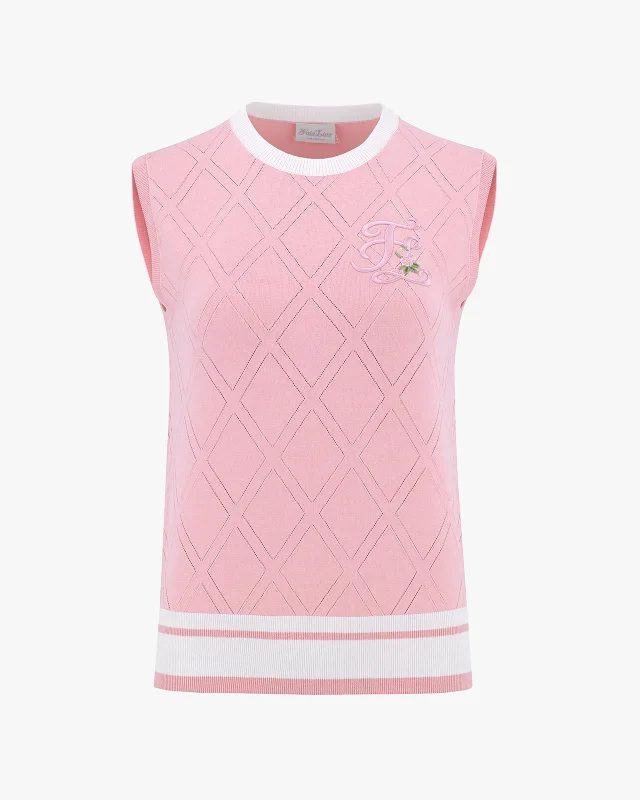 Diamond Cutting Knit Vest - Pink