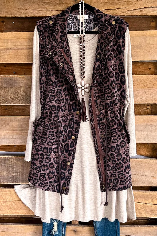 Harmonized With Joy Leopard Vest - Grey/Brown