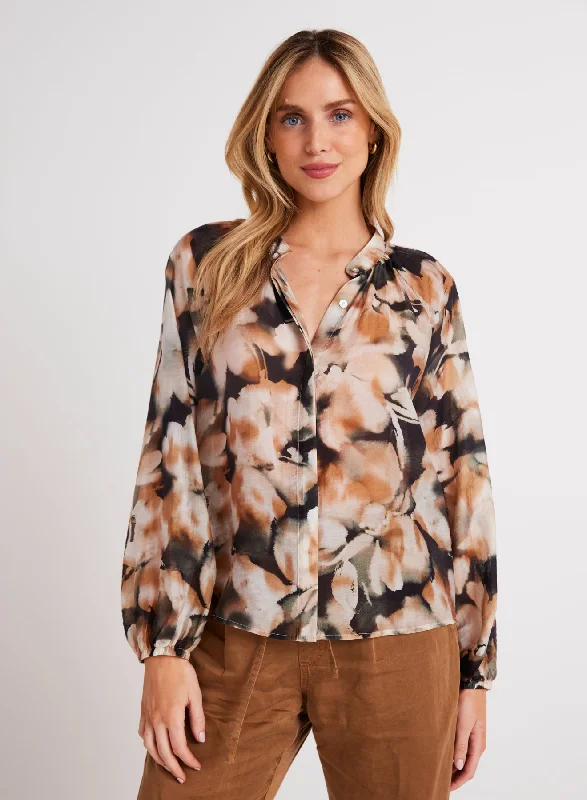 HARVEST FLORAL SHIRRED RAGLAN SHIRT