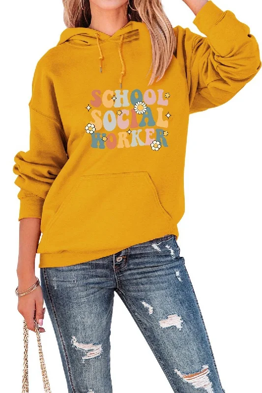 WOMEN CUTE LETTER PRINTING PULLOVER HOODIE