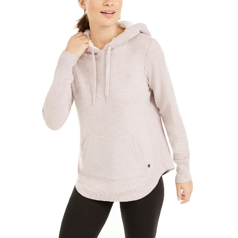 Ideology Women's Sherpa Round-Hem Hoodie Pink Size X-Small