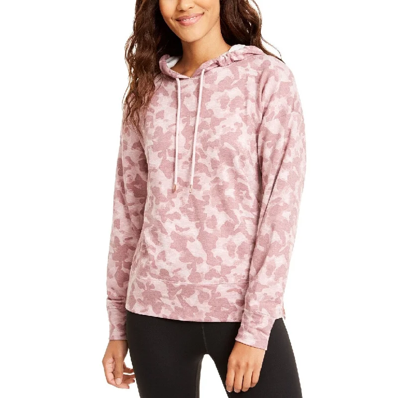 Ideology Women's Zip-Hem Shimmer Hoodie Pink Size Small