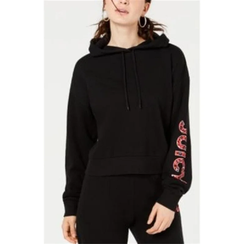 Juicy Couture Women's Graphic Sleeve Hoodie Black Size X-Small