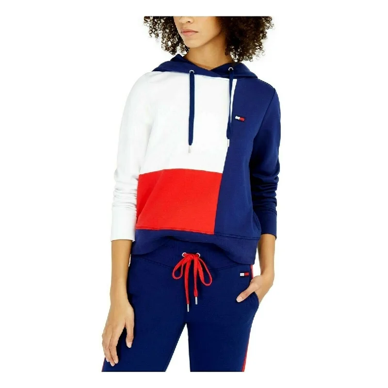 Tommy Hilfiger Women's Sport Colorblocked Hoodie Blue Size Medium