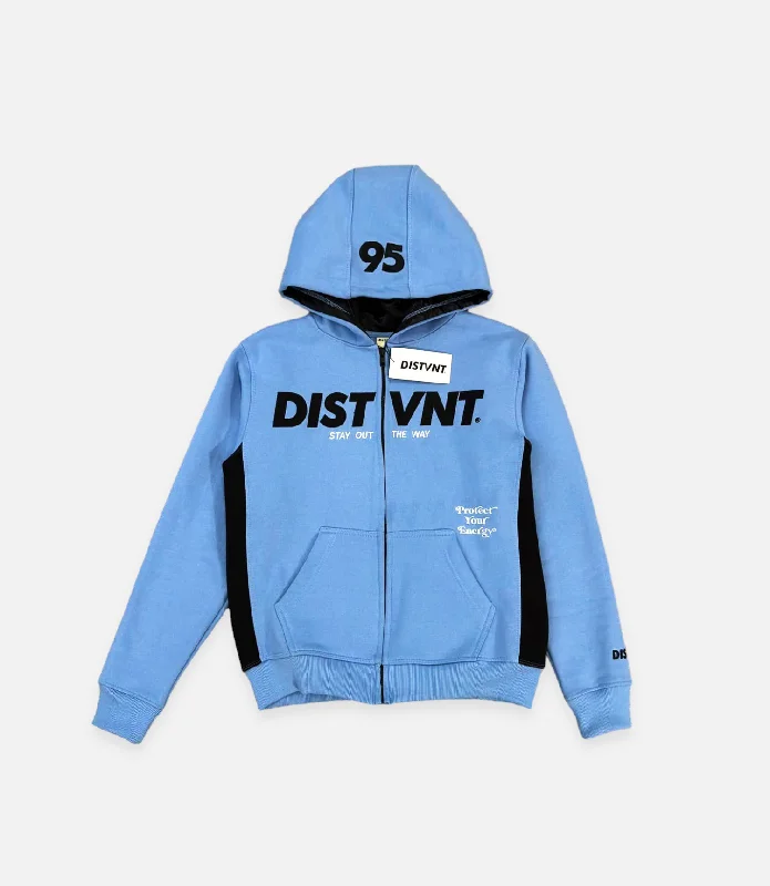 Two Tone Zip-Up Hoodie (Light Blue)(Satin Lined)