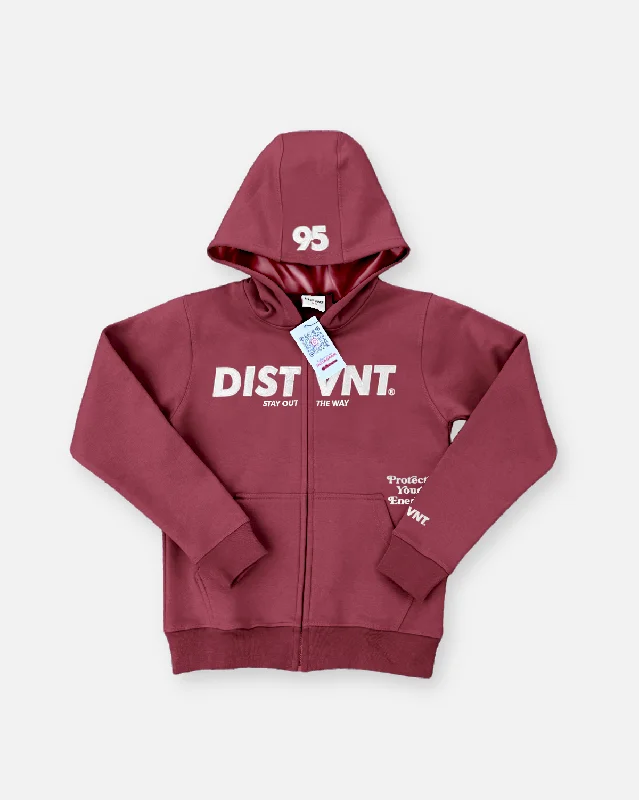 Zip-Up Hoodie (Satin Lined)(Maroon)