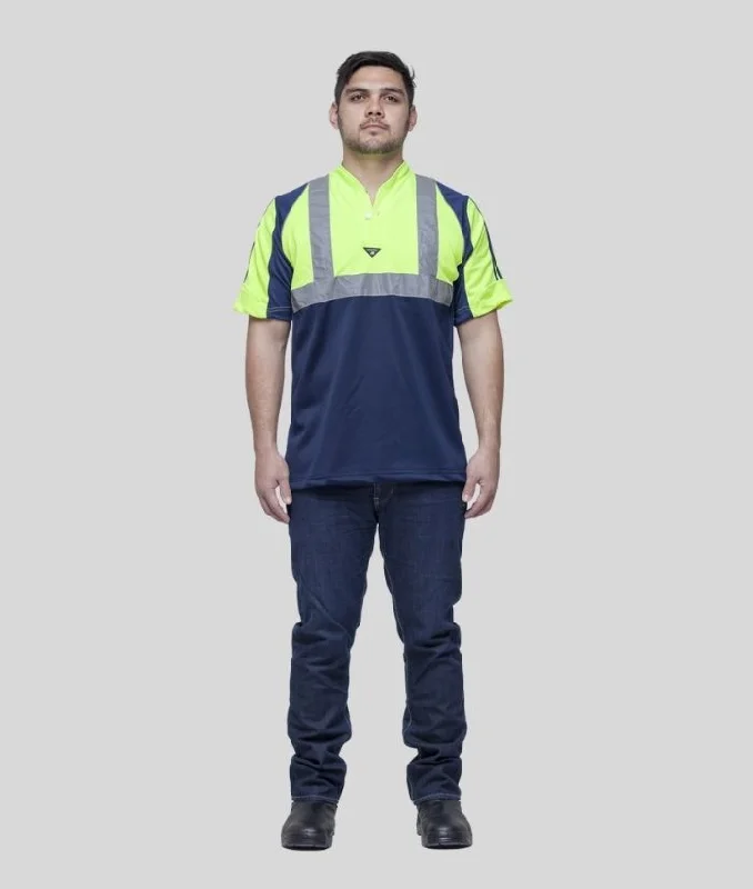 Hi Vis, Day/Night Half Front Rugger Polo Shirt