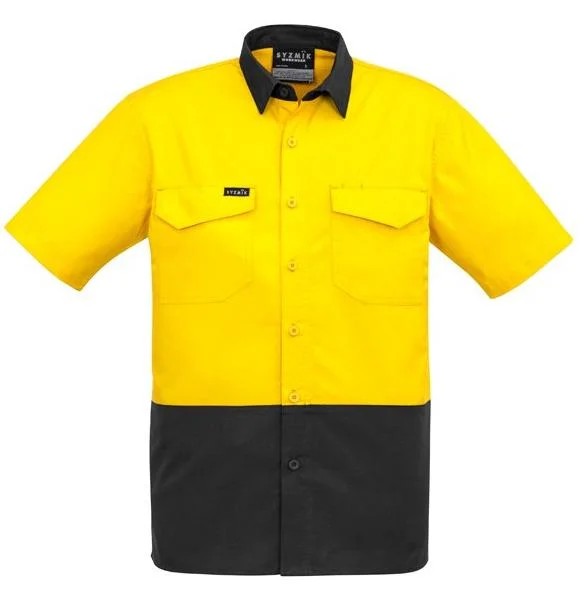 Mens Rugged Cooling Hi Vis Spliced Short Sleeved Shirt