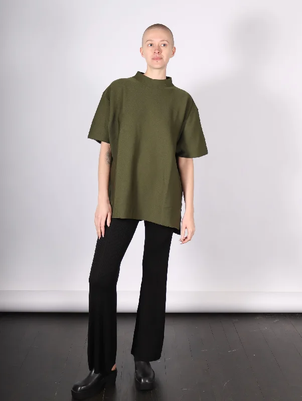 Mockneck Short Sleeve T Shirt in Fern Green by CFCL