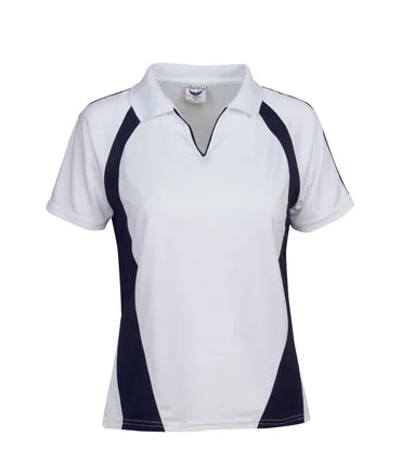 P48 White Painters Ladies 2 Tone Mini-Waffle Polo Shirt