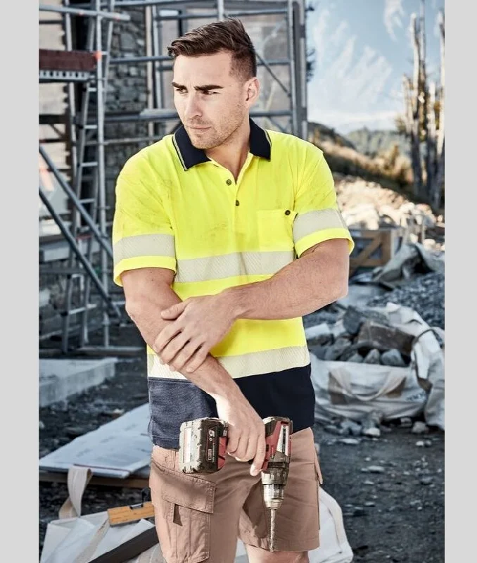 Unisex Hi Vis Segmented Short Sleeve Polo - Hoop Taped