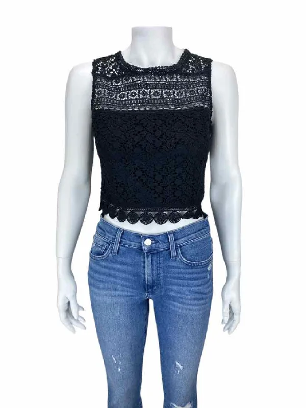 Bloomingdales Aqua Women's Cropped Lace Tank  Black with Tags Size S