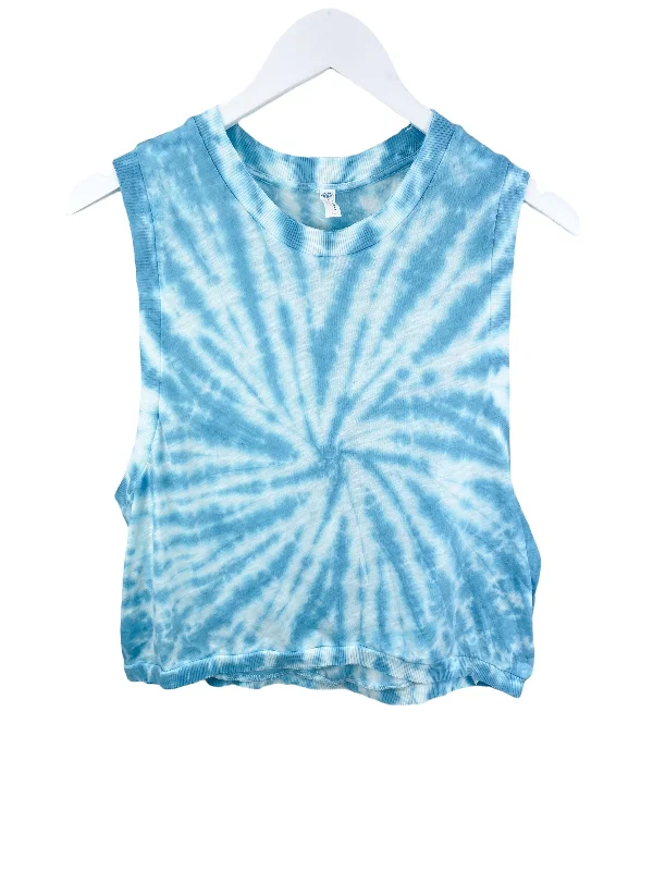 Free People Movement Women's Cropped Tie-Dye Tank Aqua White Size S