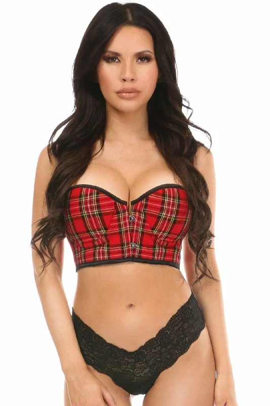 Lavish School Girl Plaid Convertible Cropped Bustier