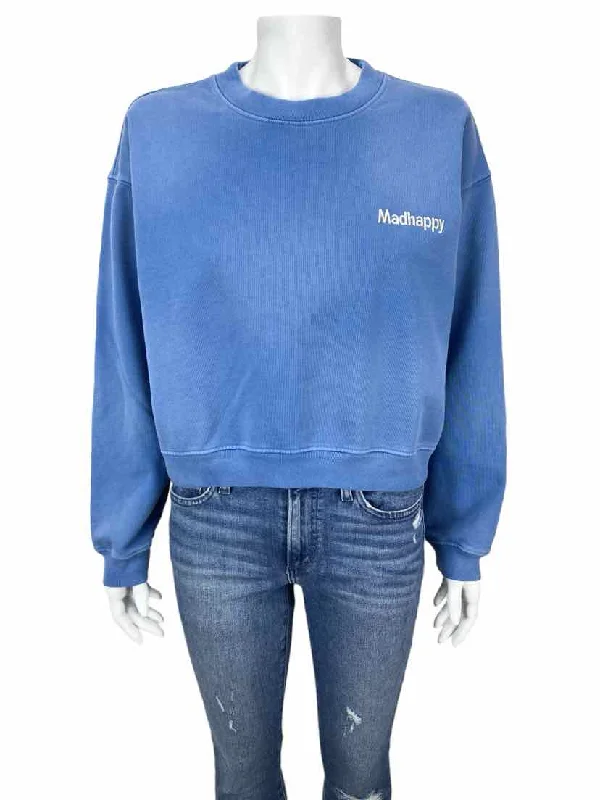 Madhappy Women's Classic Crop Crewneck Sweatshirt Blue Size M with Tags