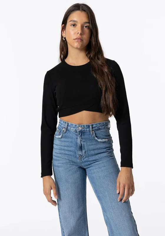 Tiffosi Girls Mosca Long Sleeve Crop Top, Black