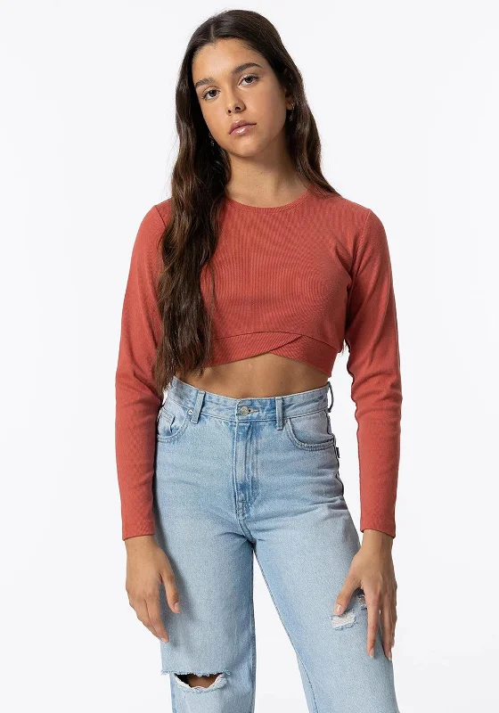 Tiffosi Girls Mosca Long Sleeve Crop Top, Orange