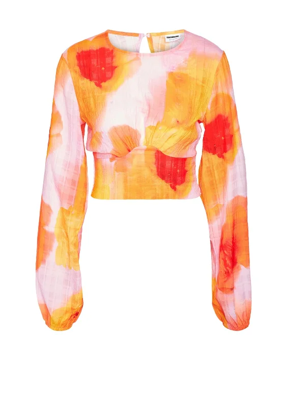 Noisy May Ava Open Back Crop Top, Tangerine