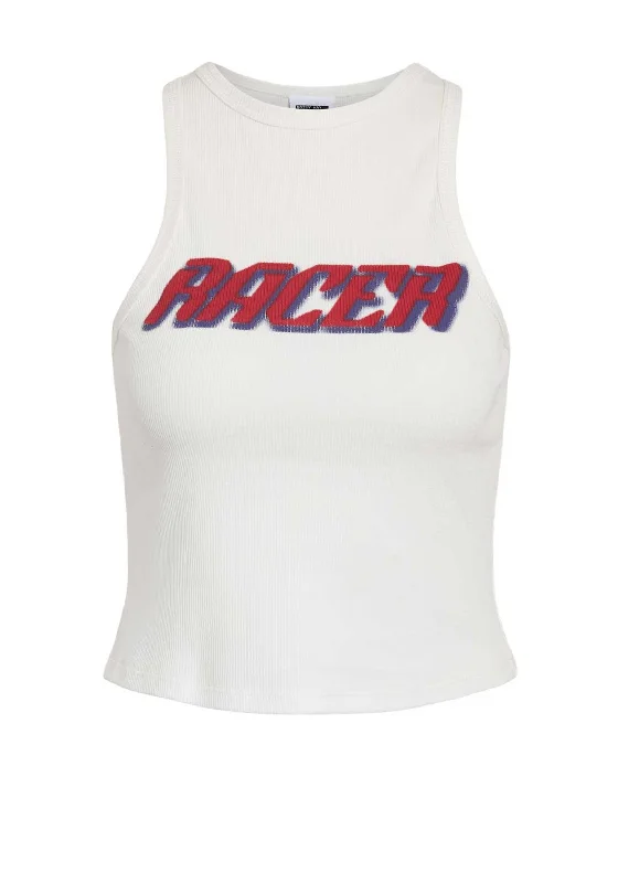 Noisy May Racer Cropped Vest Top, Snow White