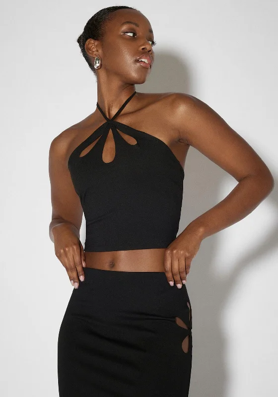 SOMETHINGNEW Claudette Crop Top, Black